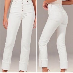 Abercrombie & Fitch Ultra High Rise Straight Leg Soft White Jeans